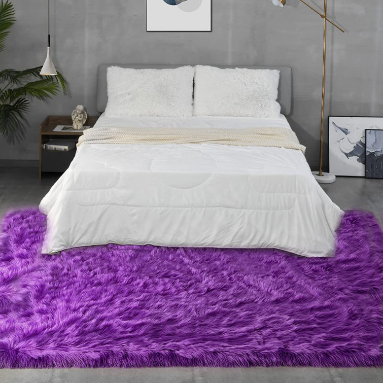 Macmahon Faux Sheepskin Area Rug with Non-Slip Backing