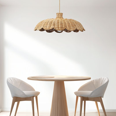 Zent – 18", 24", 28" Natural Rattan Plug-In or Hardwired Pendant Light Fixture for Kitchen Island, Dining Room, and Covered Patio in Boho or Coastal Style