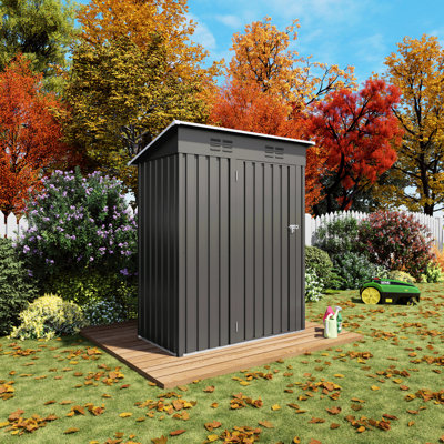 5x3 Ft Gray Metal Tool Shed For Backyard And Patio - Rust Metal, Modular Design, Easy Assembly Storage Garden High Strength Rust, To Assemble With Two People