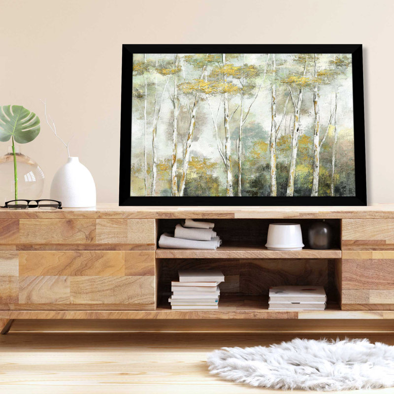 Twinkling Trees par Nan - Peinture, L 49,5 po x H 33,5 po, Cadre noir