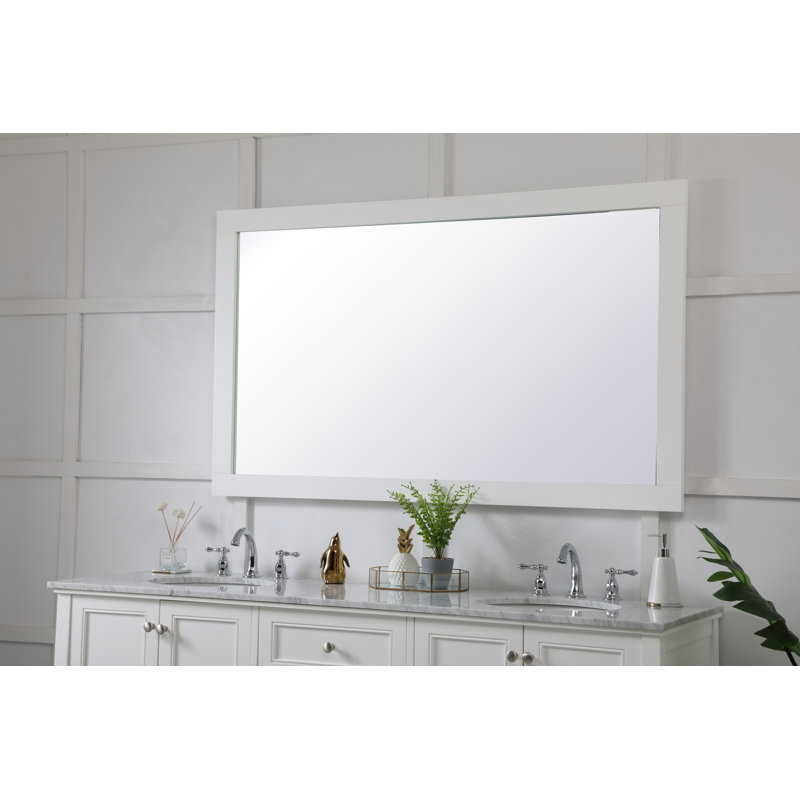 Metcalfe Solid And Engineered Wood Flat Wall Mirror, 36" x 60" , White