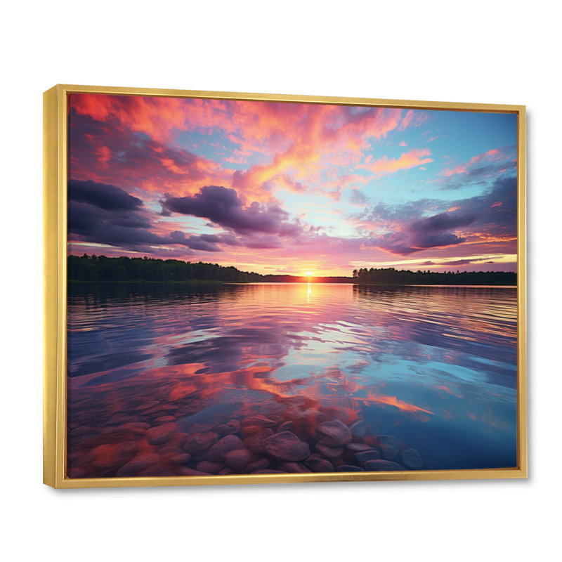 Sunset Cotton Candy Skies I - Landscapes Wall Decor, H 30 po x l 40 po x P 1,5 po, Cadre flottant doré