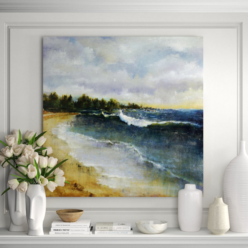 Sapphire Sea Painting by Dennis Carney, Glass Coat, 47" H x 47" W x 1.5" D