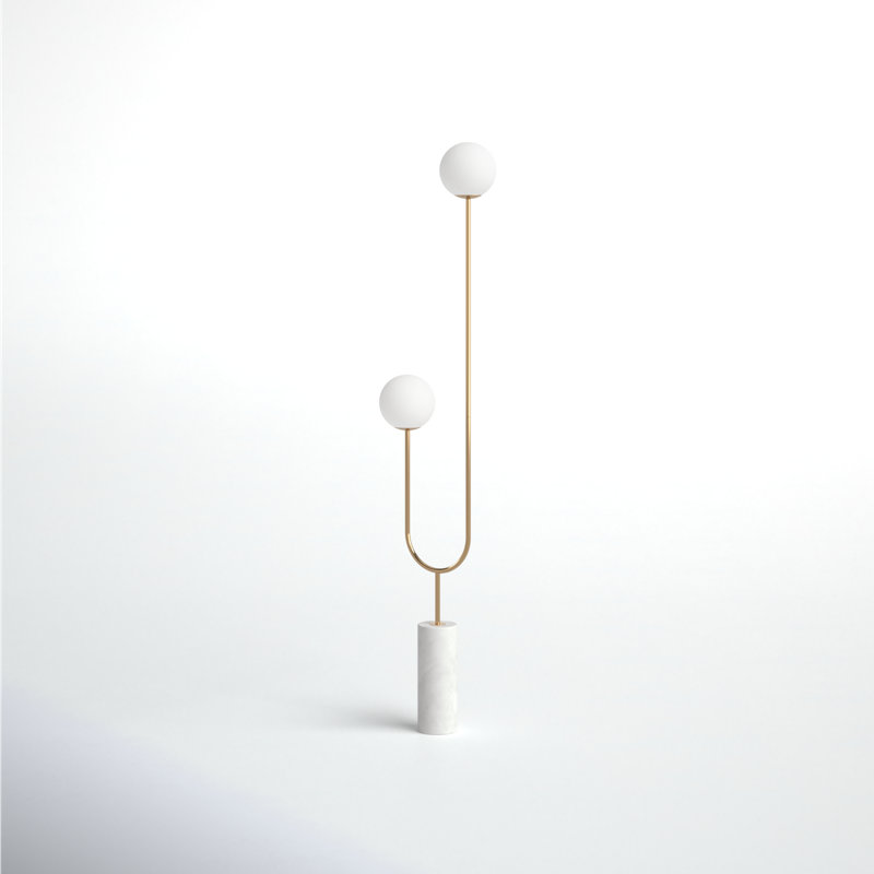 Ixia Contemporary Marble 73" Tree Floor Lamp, Gold/White