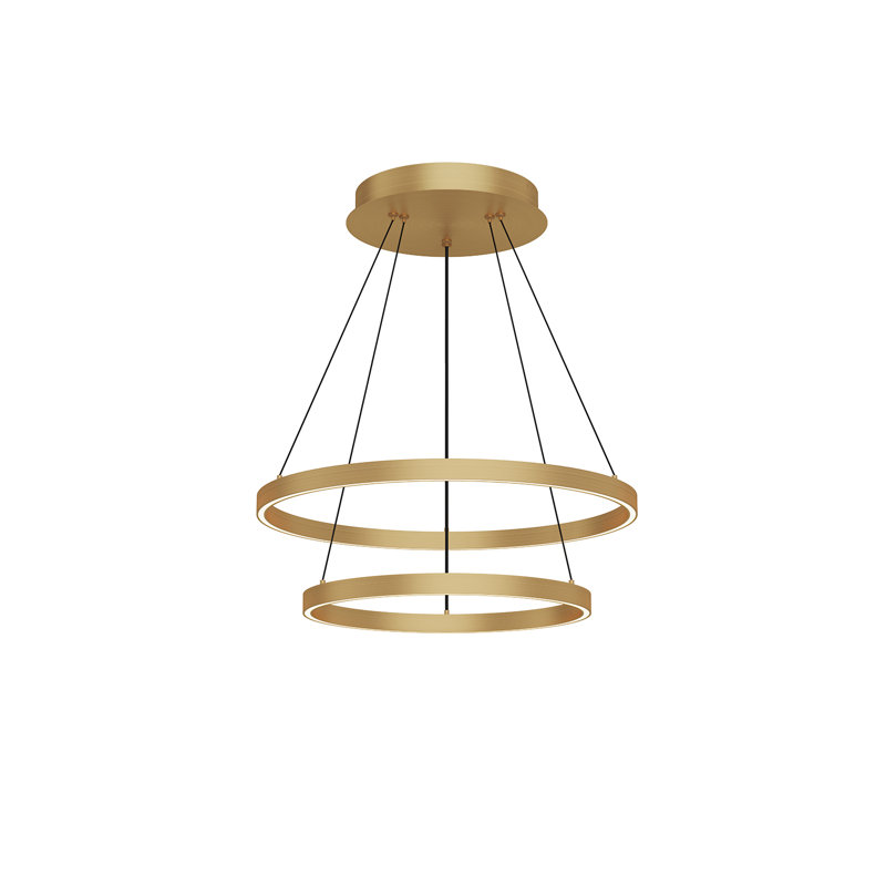 Lustre 2 lumières Cerchio, Or brossé, H 1,38 po x l 23,63 po x P 23,63 po