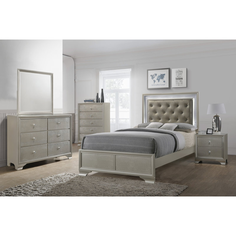 Ensemble de chambre à coucher à panneau Panetta, Très grand