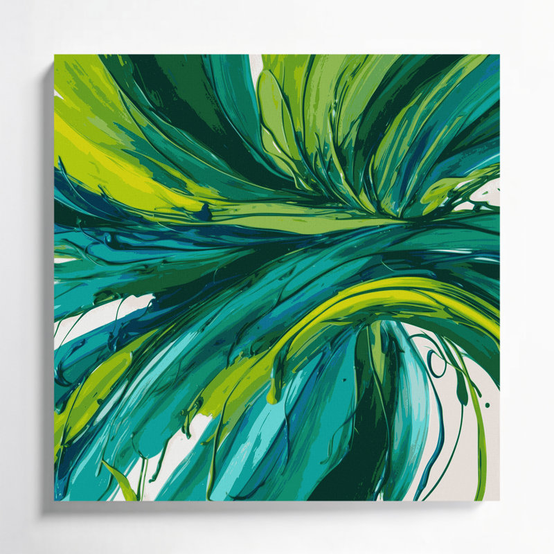 Lyrical Abstraction 67 Green Canvas Wall Art, 12" H x 12" W