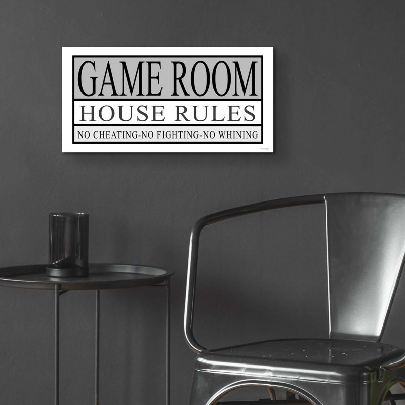 «Game Room House Rules II» par - Non encadré, art textuel, H 12 po x l 24 po x P 0,2 po