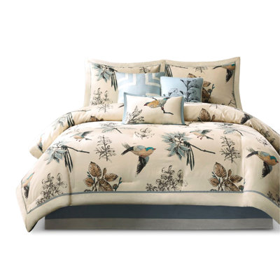King Bed Comforter - 7 Piece Cotton Twill In Khaki Color Size Bedding