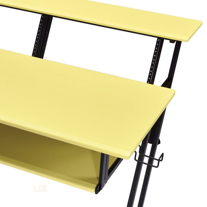 Suitor Yellow & Black Finish Music Recording Studio Desk With Durable Construction And Mobility For Enhanced Workflow