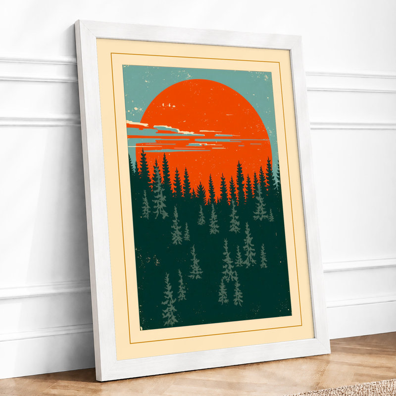 Forest Under Sun Scandinavian - Print, A4 - 29.7 x 21.0 cm, White