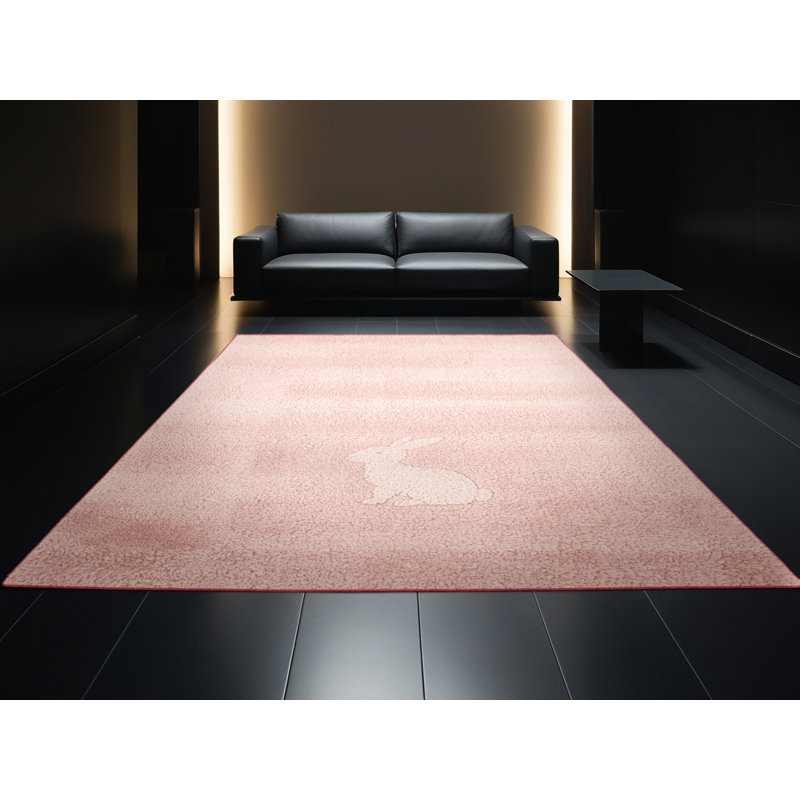 Machine Washable Aguayo Easter Modern & Contemporary Abstract Rug in Pink – Rose Binding, 7x9
