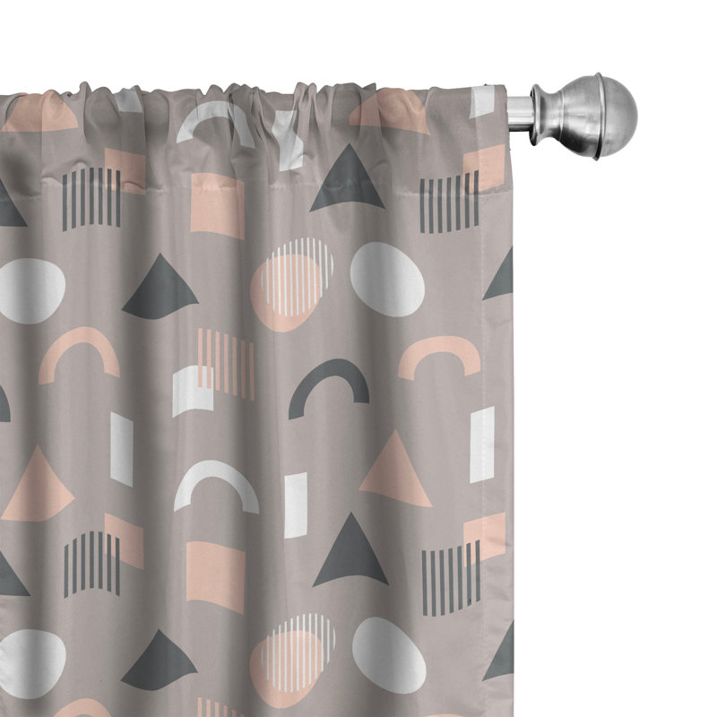 Geometric Semi-Sheer Rod Pocket Curtain Panels, 28" x 84"