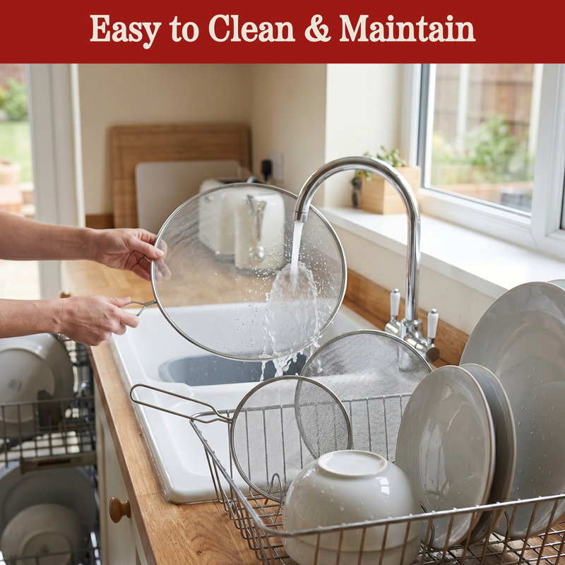 3-Piece Splatter Screen Set – Fine Mesh Stainless-Steel Grease Splatter Guard for Pots, Pans, and Skillets