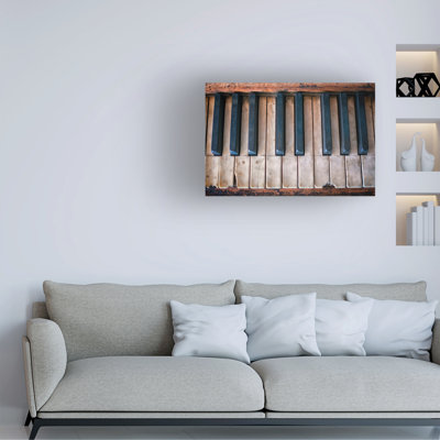Wrapped Canvas Wall Art - Rick Berk 'Antique Piano Keys' Wall Art for Living Room, Bedroom, or Office Décor  - 22x32