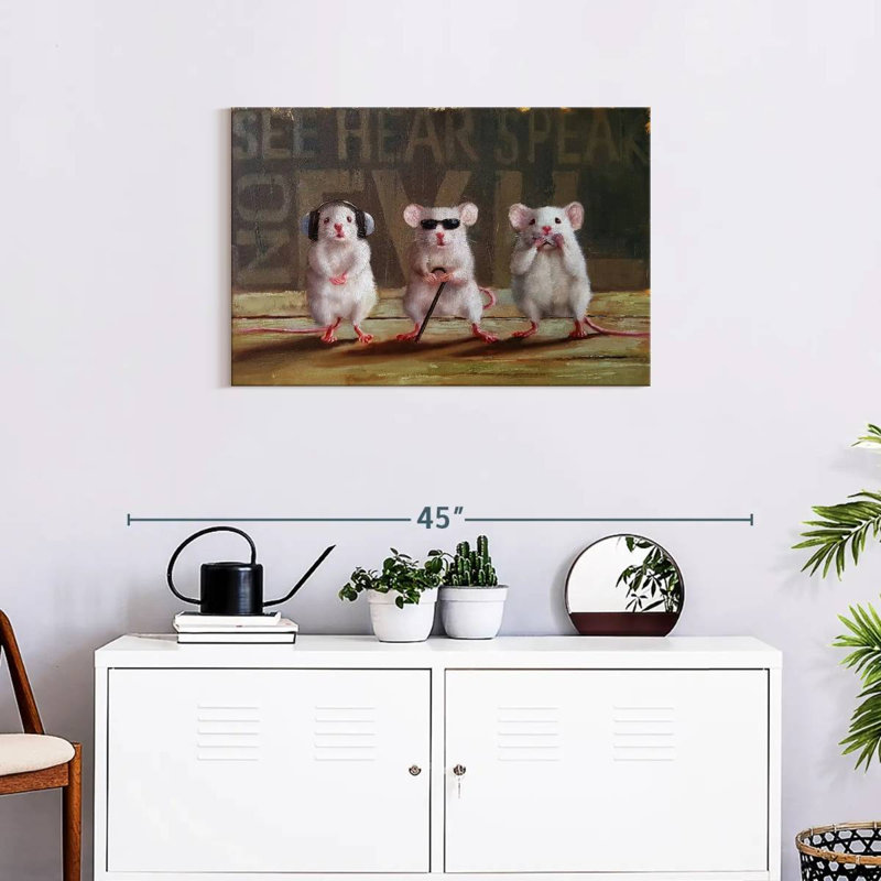Three Wise Mice, 20" H x 30" W