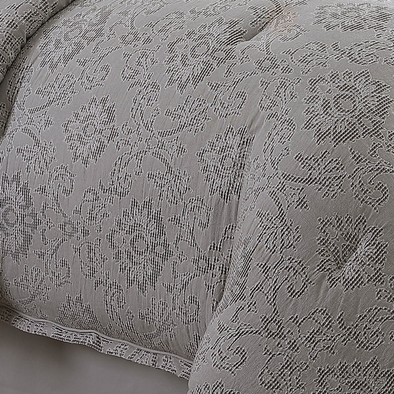 Ivory Cotton Queen Comforter Set with Decorative Pillows