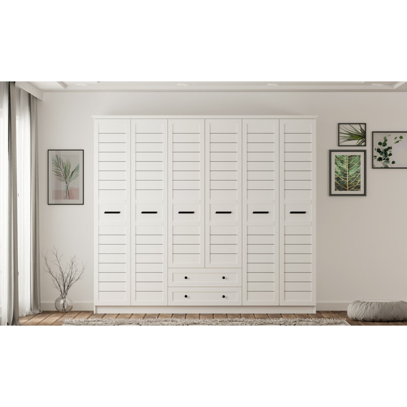 Schaffer 6 Door Manufactured Wood Wardrobe, 184cm H x 210cm W x 52cm D