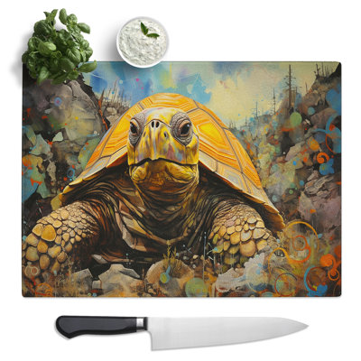 Tortoise Expressionism  Glass Chopping Board