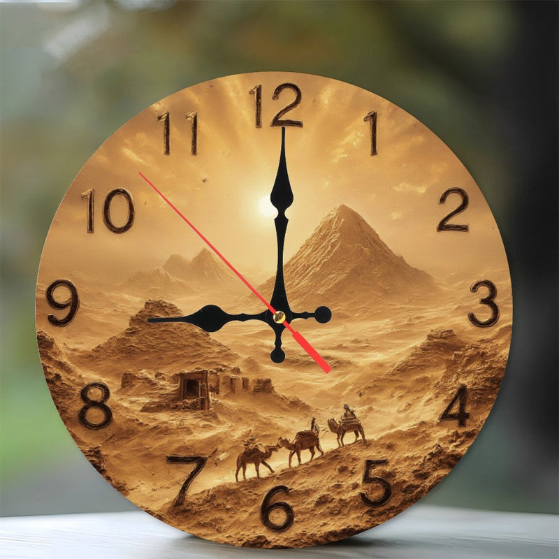 Desert Clock Face With Camel Caravan