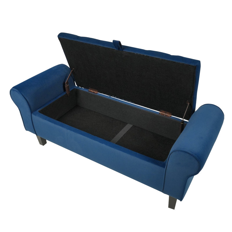 Banc de rangement rembourré Jillia, Bleu