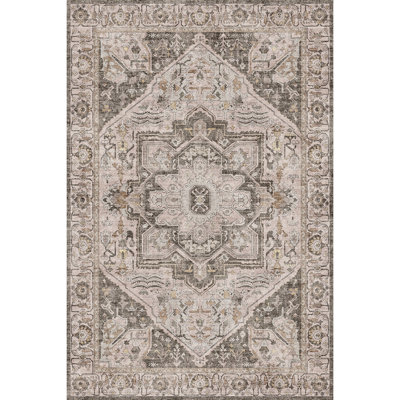 Elaine Machine Washable Vintage Area Rug with Non-Slip Backing