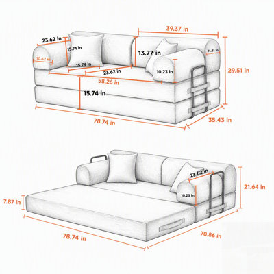 Convertible Corduroy Sleeper Sofa Bed with Fixed-Shape Frame for Versatile Comfort and Space Efficiency