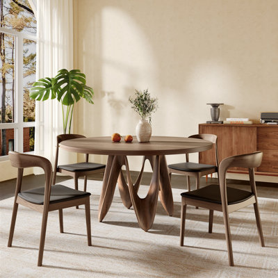 Round Solid Wood Flowing Petal-shaped Dining Set