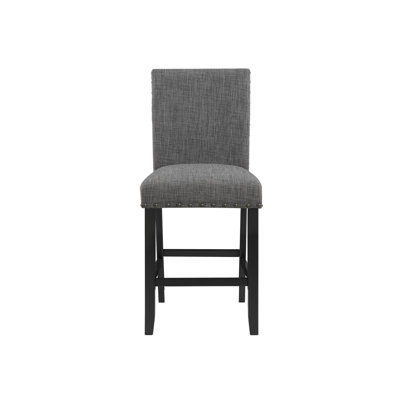 2 tabourets de bar gris foncé, revêtement en tissu, rembourrage en mousse, dossier solide, pour une utilisation décontractée dans la salle à manger, ensemble de 2 tabourets Wipe Clean, rembourré, revêtement, chaise de pièce