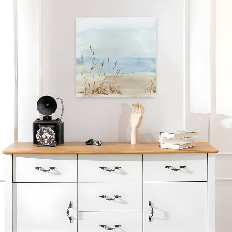 «Beachside Graminées In Tranquil Light Coastal», art mural, 18" H x 18" W