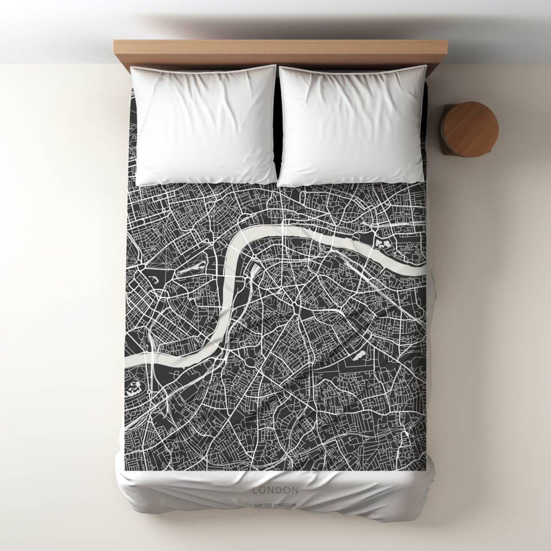 Housse de couette simple Shapes Livingroom Grey | London Map Design