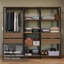  Portemanteaux-penderie avec 4 tiroirs, tablettes ouvertes et armoire à suspendre modulaire L 78 po pour l'organisation de la chambre à coucher - noir / brun-1843603299