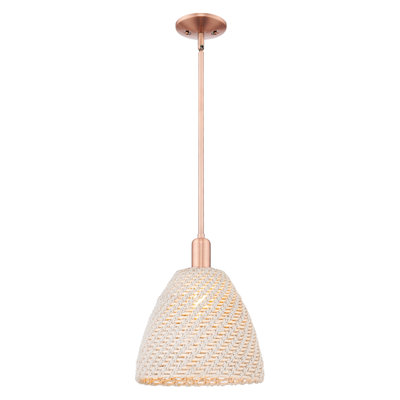 Cidalino - 1 Light Stem Hung Mini Pendant with Basketweave Shade -Shade