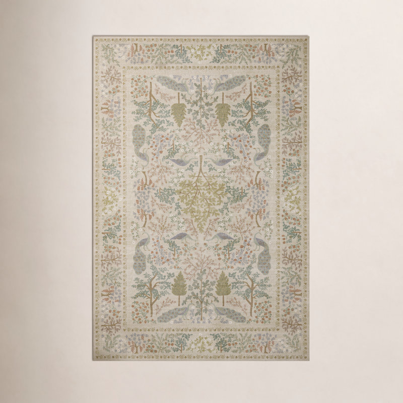 Tapis crème Rifle Paper Co. x Loloi, Rectangle 6 pi x 9 pi