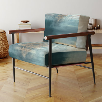 Chaise d'appoint contemporaine rembourrée avec accoudoirs Beige et tissu d'ameublement contemporain
