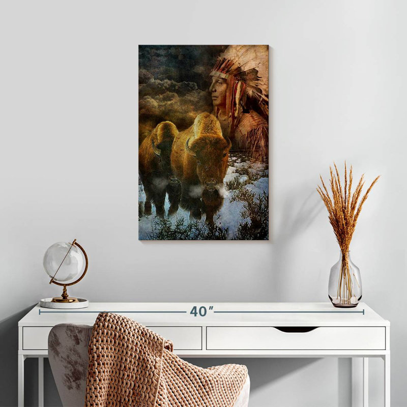 Lelar Bison And The Chief, 24" H x 16" W