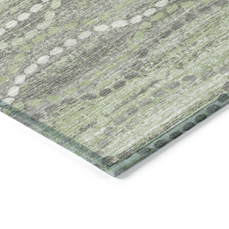 Tapis vert intérieur / extérieur lavable à la machine Xhevrie, Rectangle 10 pi x 14 pi