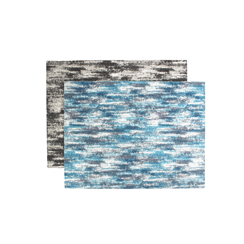 Angol Polyester Abstract Rectangle Placemat, White/Grey/Turquoise