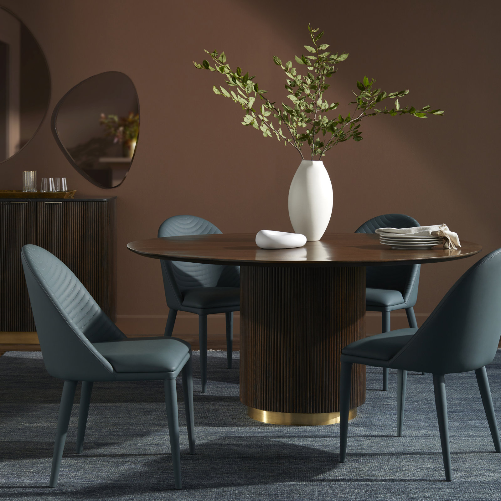 Rylee 60" Mango Dining Table, Black/Gold, Brown