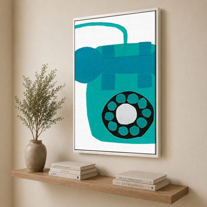«Retro Téléphone Blue» par Jen Bucheli - Impression sur toile