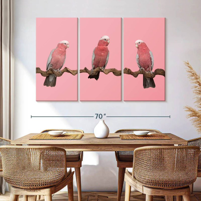 Trois oiseaux, H 28 po x l 45 po