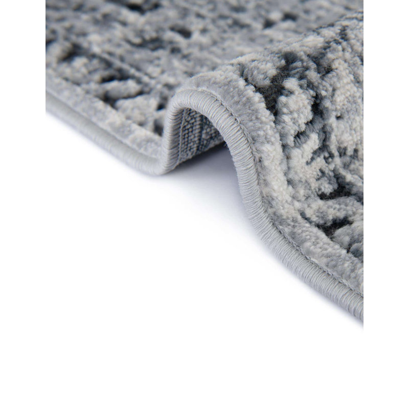 Lanett Oriental Blue/Gray Area Rug, Rectangle 2' x 3'1"