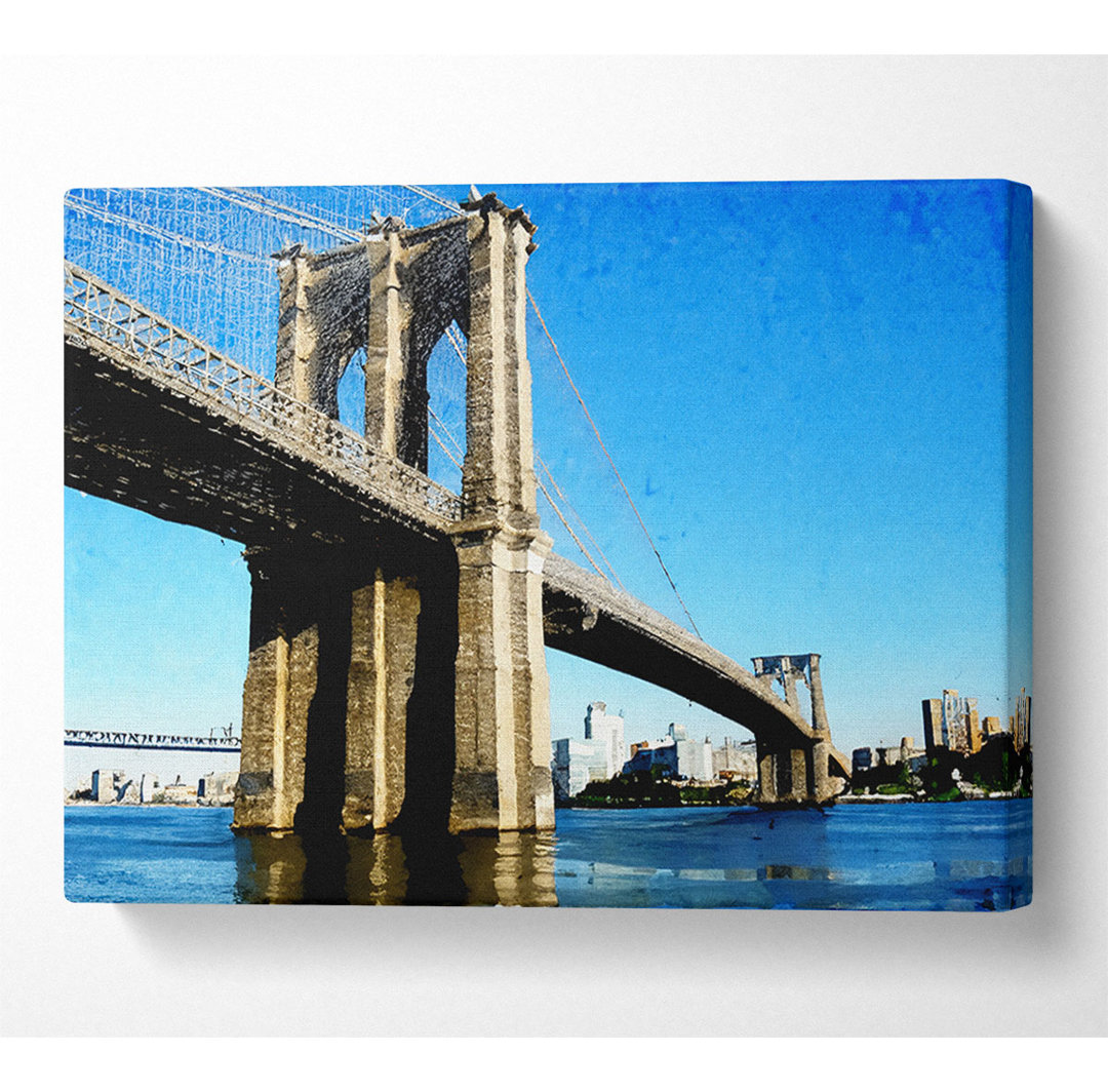 Leinwanddruck New York Stadt Brooklyn Bridge bei Tag