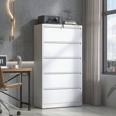 Classeur latéral en métal 5 tiroirs, classeur avec serrure, classeur verrouillable pour le bureau personnel, classeur en métal verrouillable pour format légal / lettre / A4 / F4