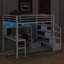 Lit mezzanine double avec lumière DEL et station de charge, lit mezzanine en métal avec bureau et escalier, lit mezzanine avec garde-robe-1889327130