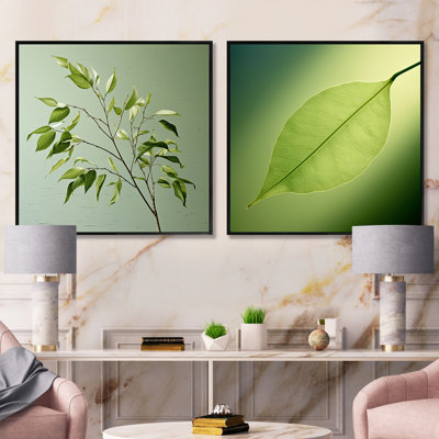 Lime légèreté minimaliste feuillue - ensemble de 2 feuilles carrées