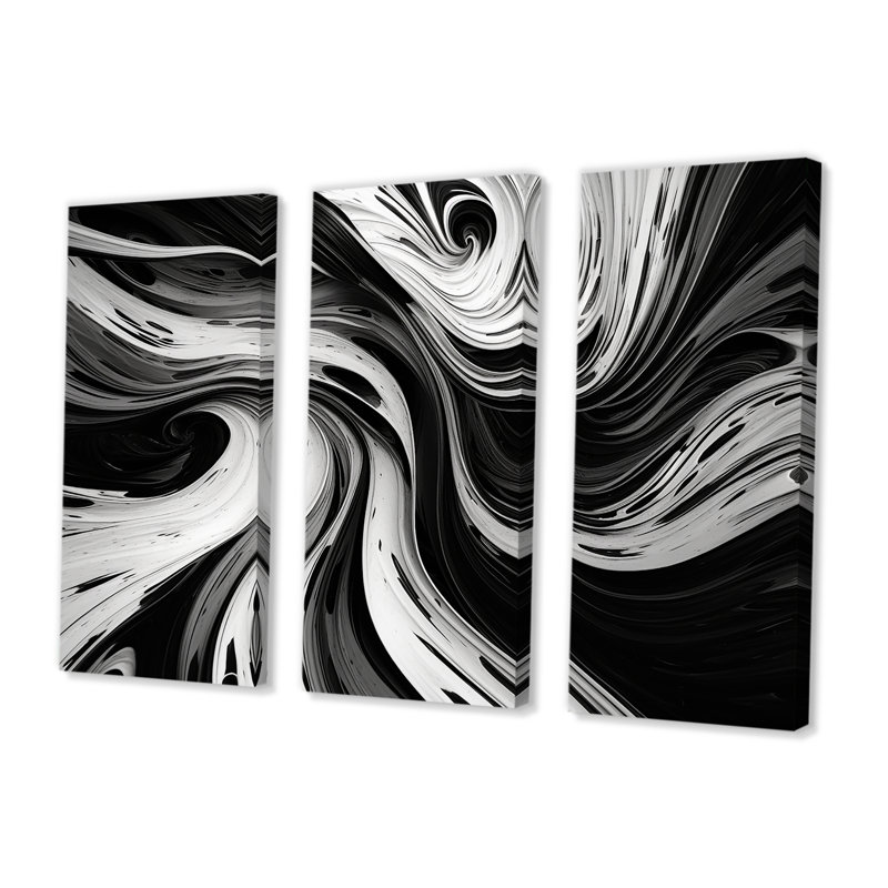 Cyla - ensemble d'art mural abstrait en spirale, Toile tendue, H 40 po x l 60 po x P 1 po
