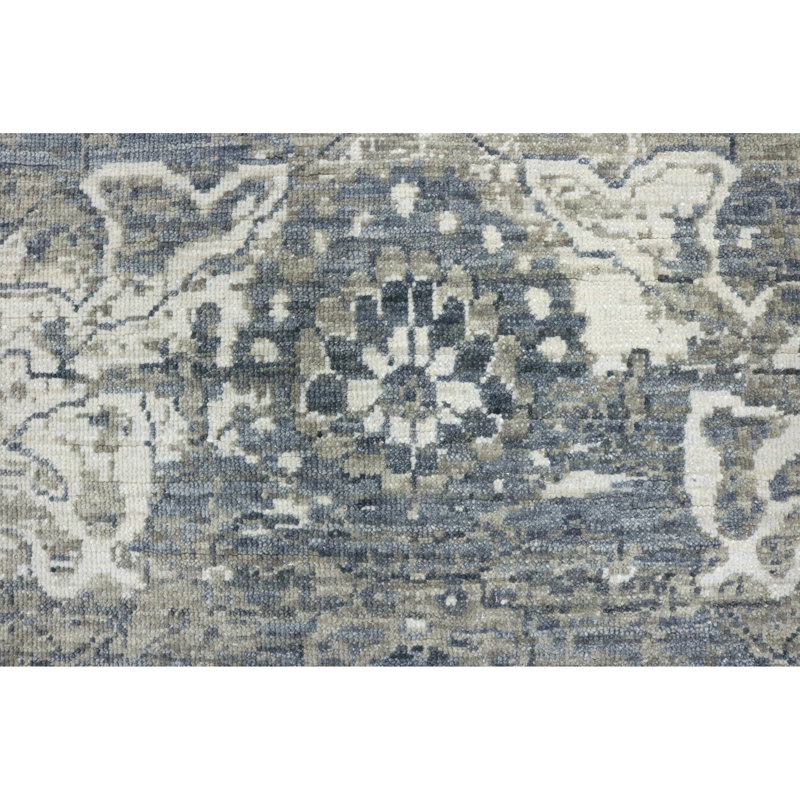 High-Quality Hand-Knotted Grey Area Rug, Rectangle 9' x 12'