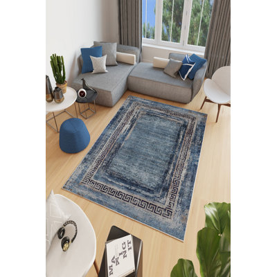 Eco-Friendly Non-Slip Area Rug, 4.6 x 7.2 Feet | 100% Polyester, Antibacterial, Machine Washable | 650 g/m², 0.16 in Pile Height, Digital Print | Perfect for Living Room, Bedroom, and High-Traffic Areas