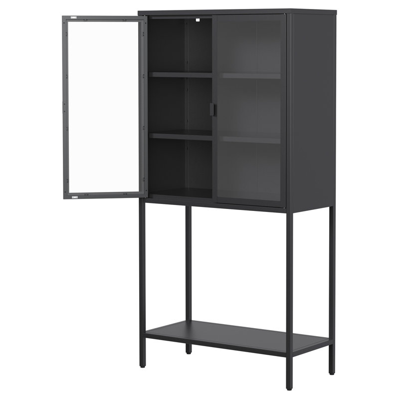 Armoire de rangement en métal 59 po H, Noir